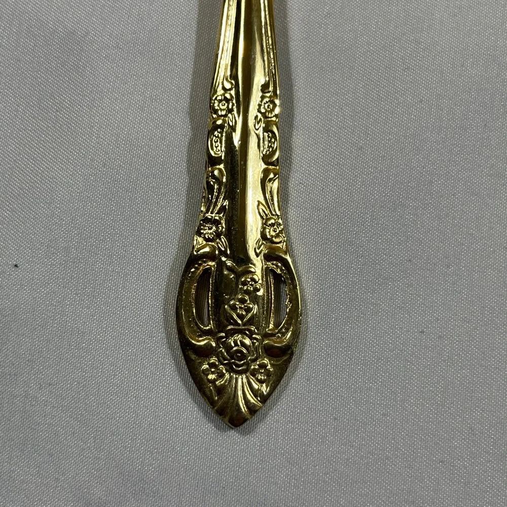 H.S. LTD Flatware Set Unisex 45pc Gold Ornate Floral Scroll Stainless Steel